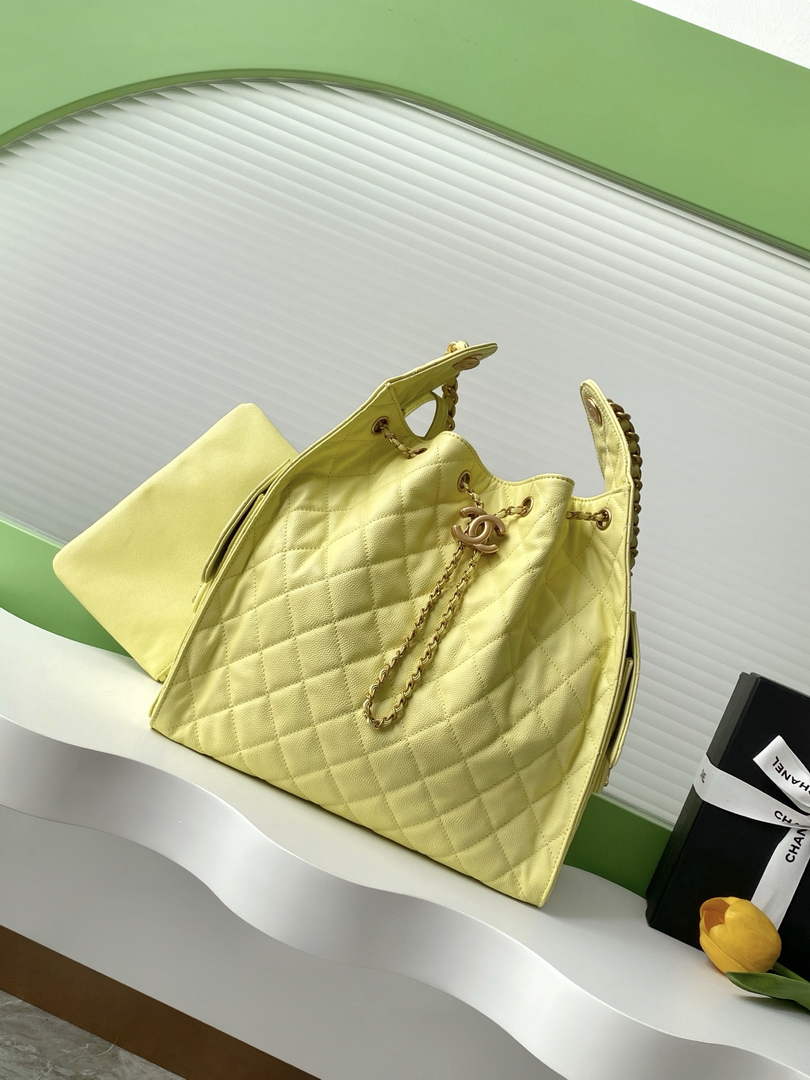 Chanel 25 medium handbag, AS5311 grained calfskin yellow