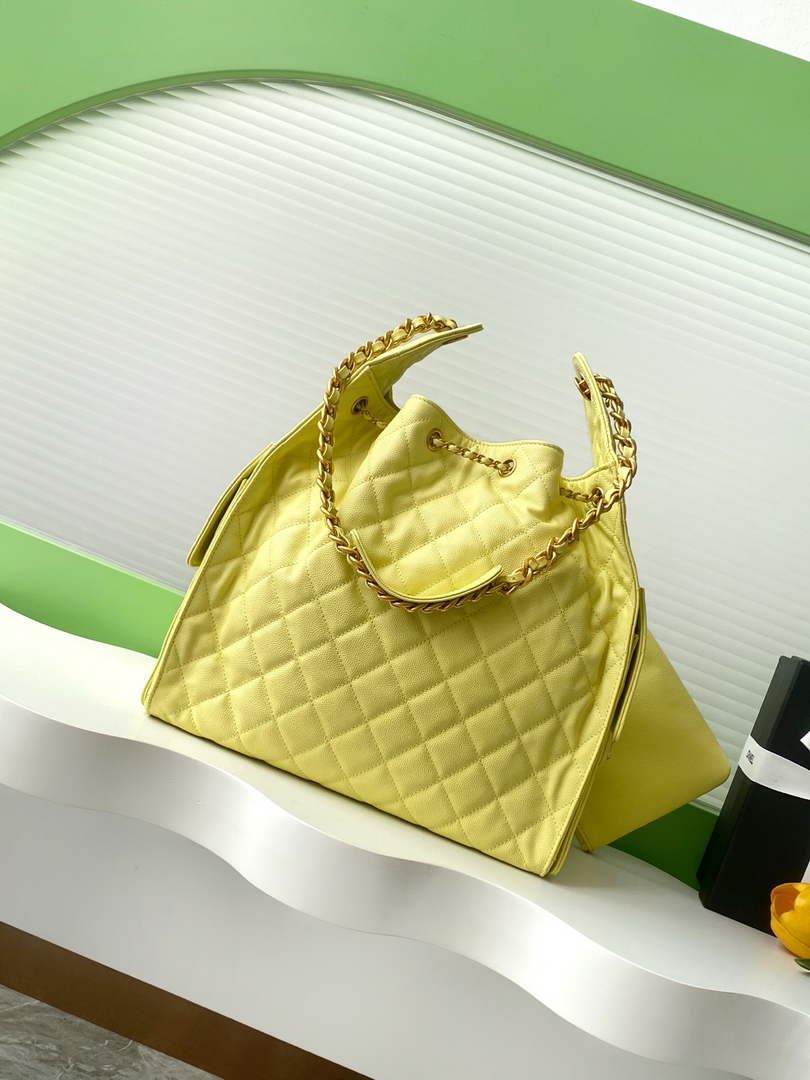 Chanel 25 medium handbag, AS5311 grained calfskin yellow
