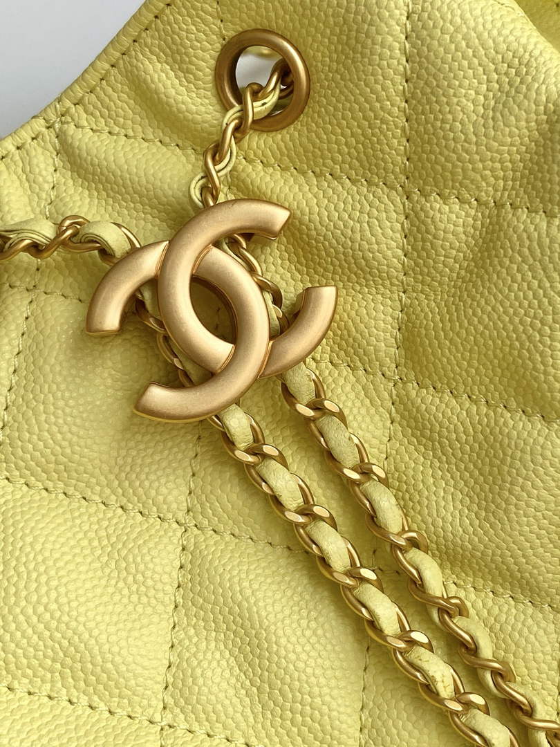 Chanel 25 medium handbag, AS5311 grained calfskin yellow