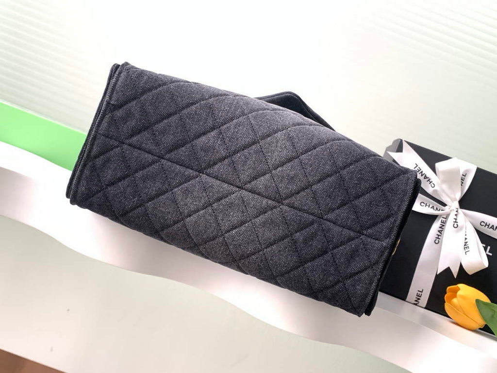 Chanel 25 medium handbag, AS5311 washed denim black