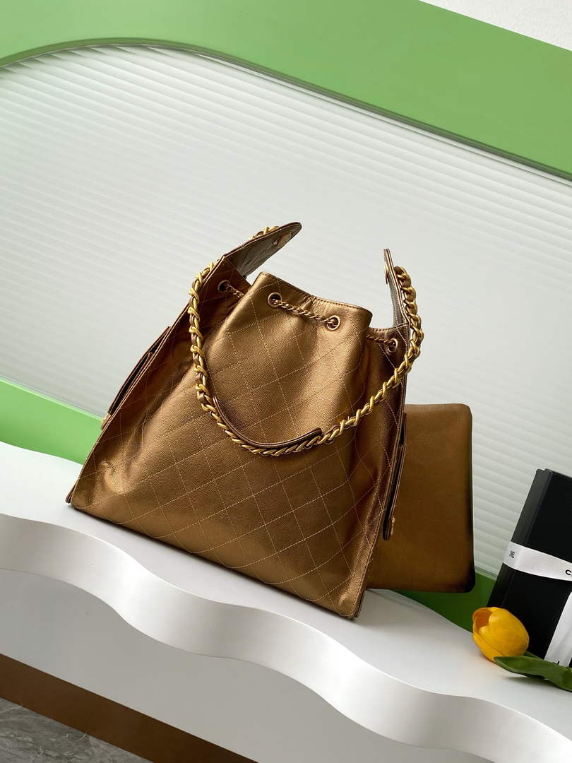 Chanel 25 medium handbag, AS5311 grained calfskin bronze