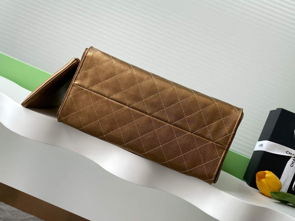 Chanel 25 medium handbag, AS5311 grained calfskin bronze