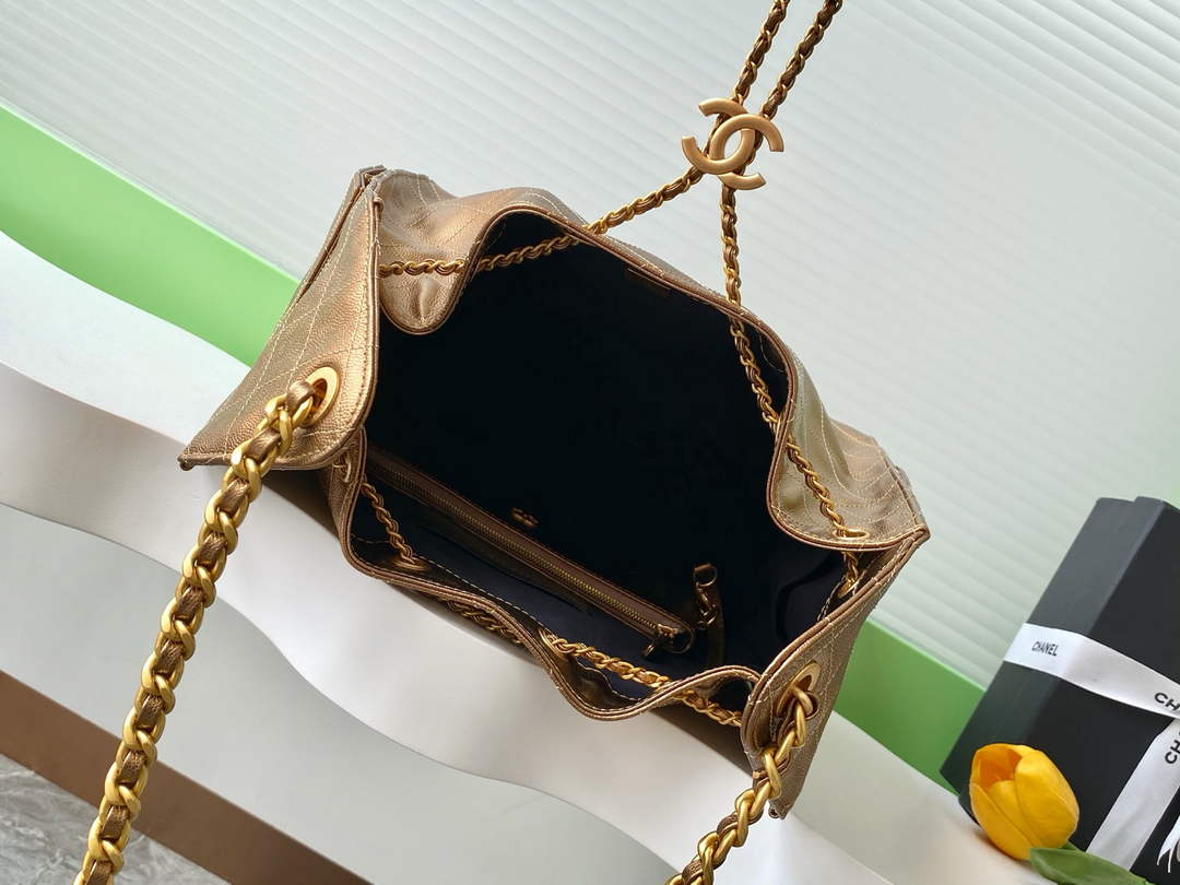 Chanel 25 medium handbag, AS5311 grained calfskin bronze
