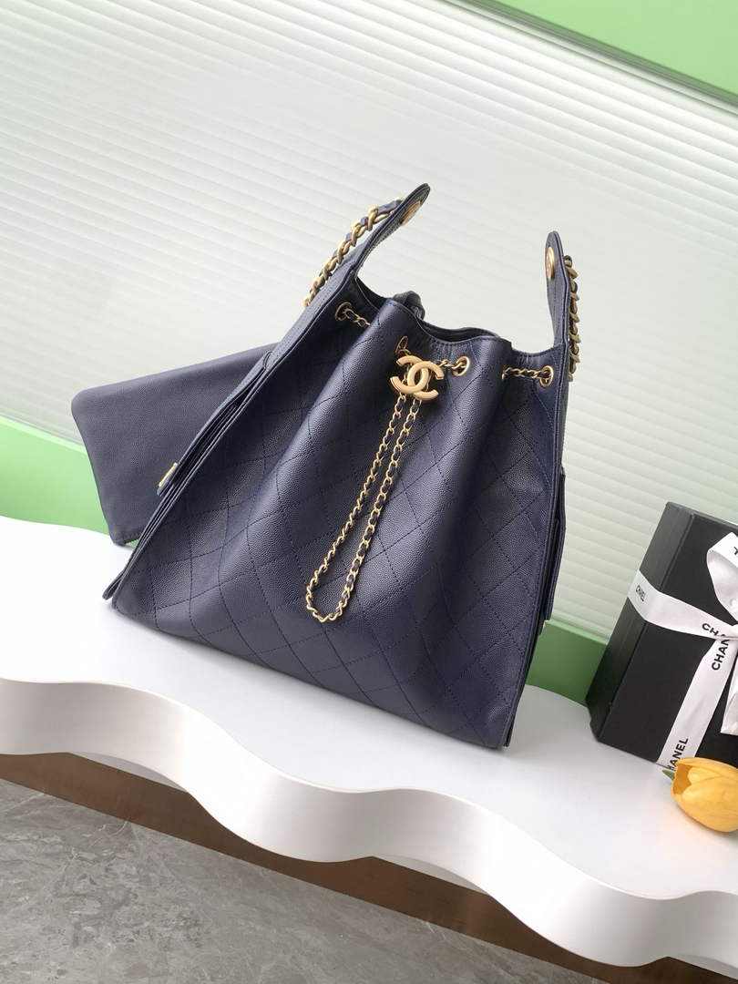 Chanel 25 Medium Hobo Bag, AS5311 Grained Calfskin Navy