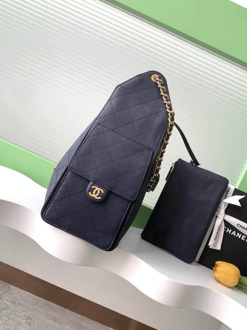 Chanel 25 Medium Hobo Bag, AS5311 Grained Calfskin Navy