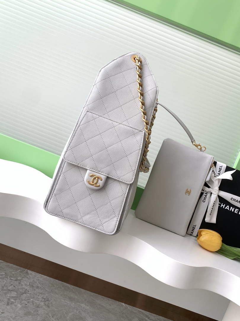 Chanel 25 Medium Hobo Bag, AS5311 Grained Calfskin Gray
