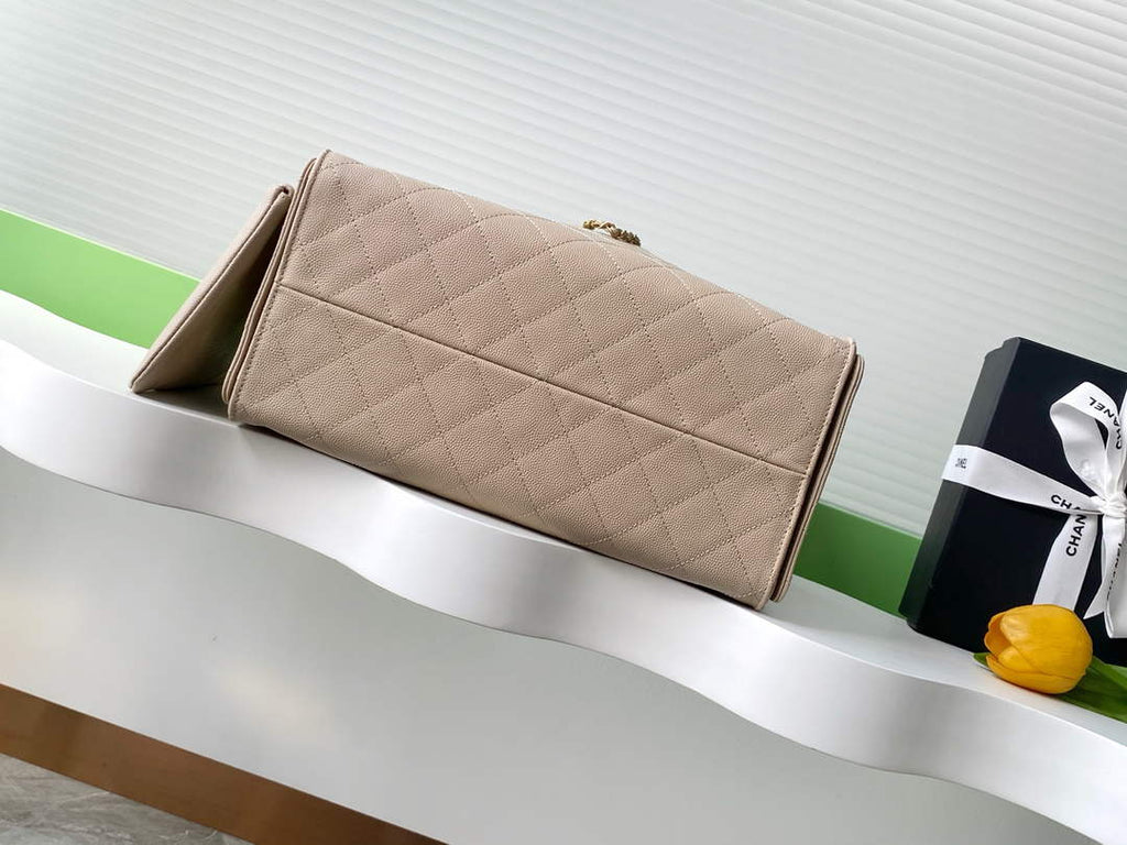Chanel 25 Medium Hobo Bag, AS5311 Grained Calfskin Apricot