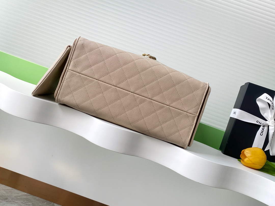 Chanel 25 Medium Hobo Bag, AS5311 Grained Calfskin Apricot