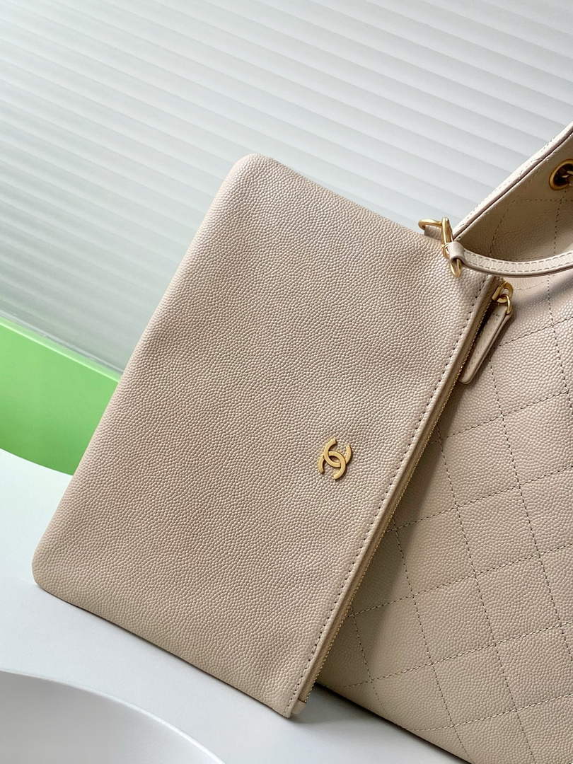 Chanel 25 Medium Hobo Bag, AS5311 Grained Calfskin Apricot