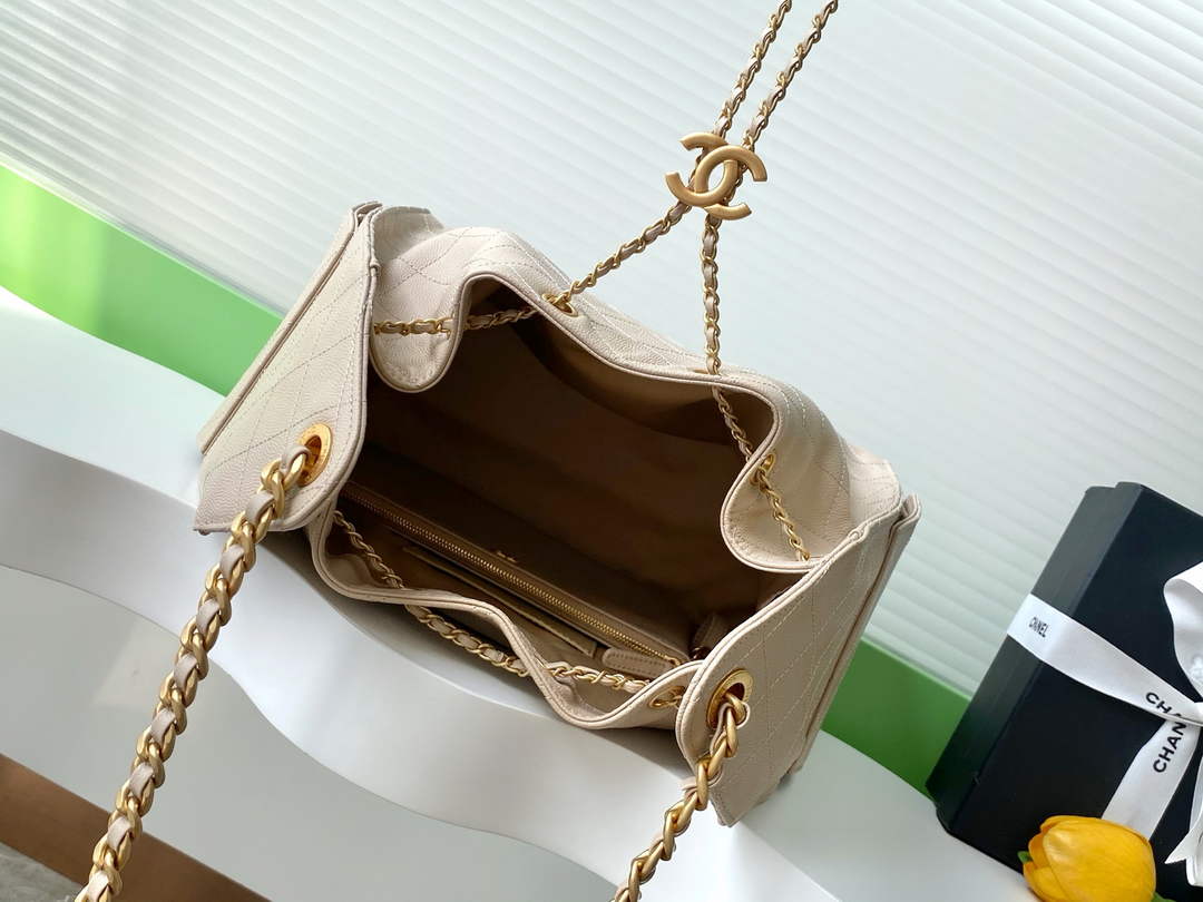 Chanel 25 Medium Hobo Bag, AS5311 Grained Calfskin Apricot