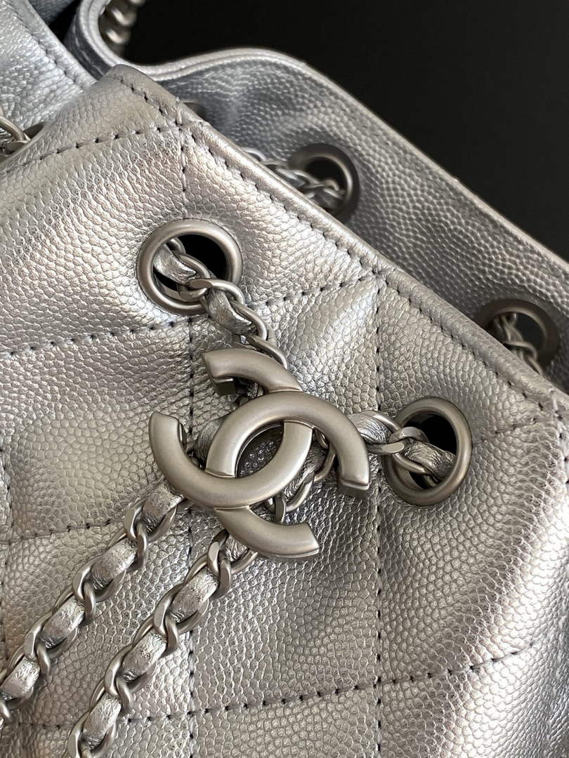 Chanel 25 Mini Handbag AS5631 - Silver Grained Calfskin