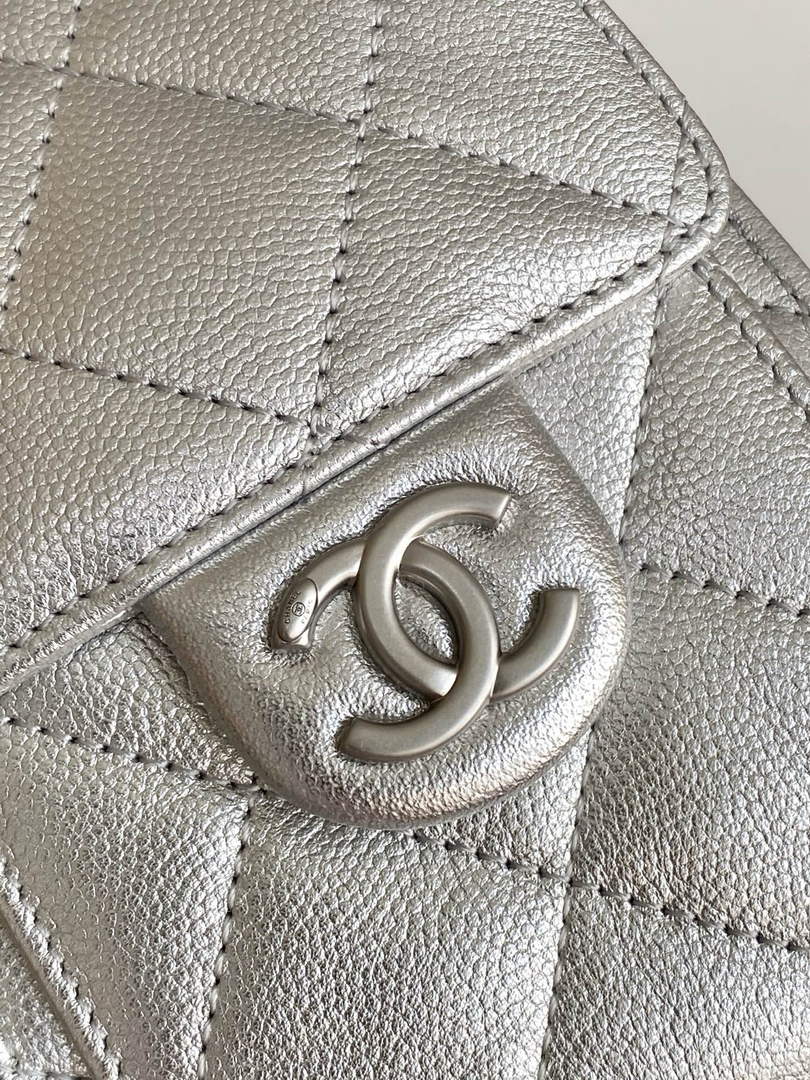 Chanel 25 Mini Handbag AS5631 - Silver Grained Calfskin