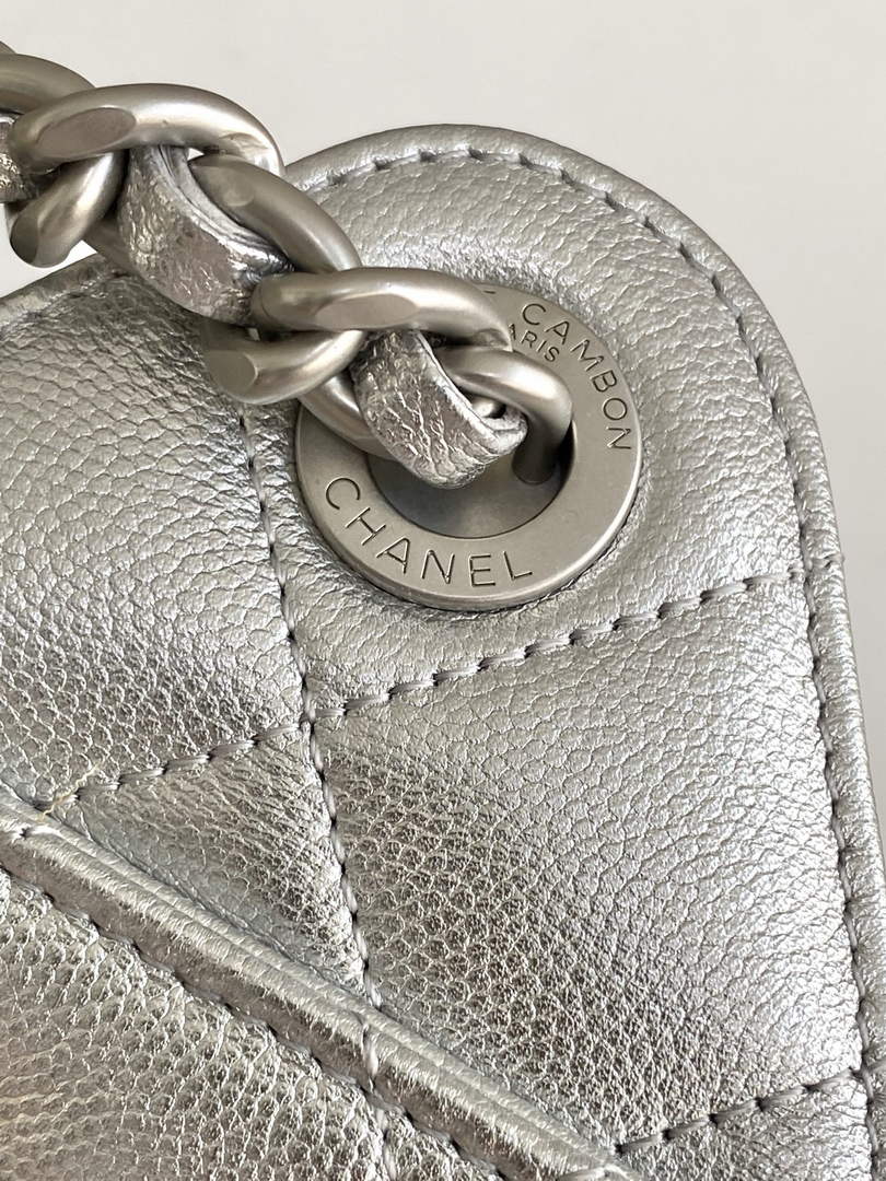 Chanel 25 Mini Handbag AS5631 - Silver Grained Calfskin