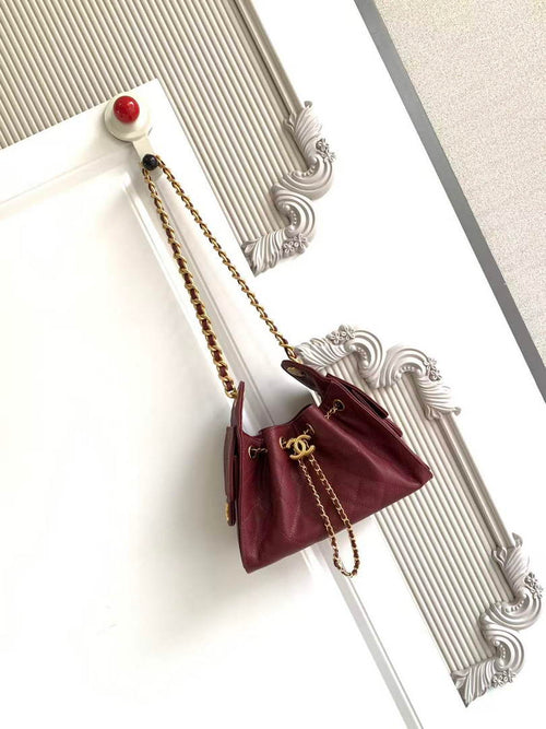 Chanel 25 Mini Handbag AS5631 - Wine Red Grained Calfskin