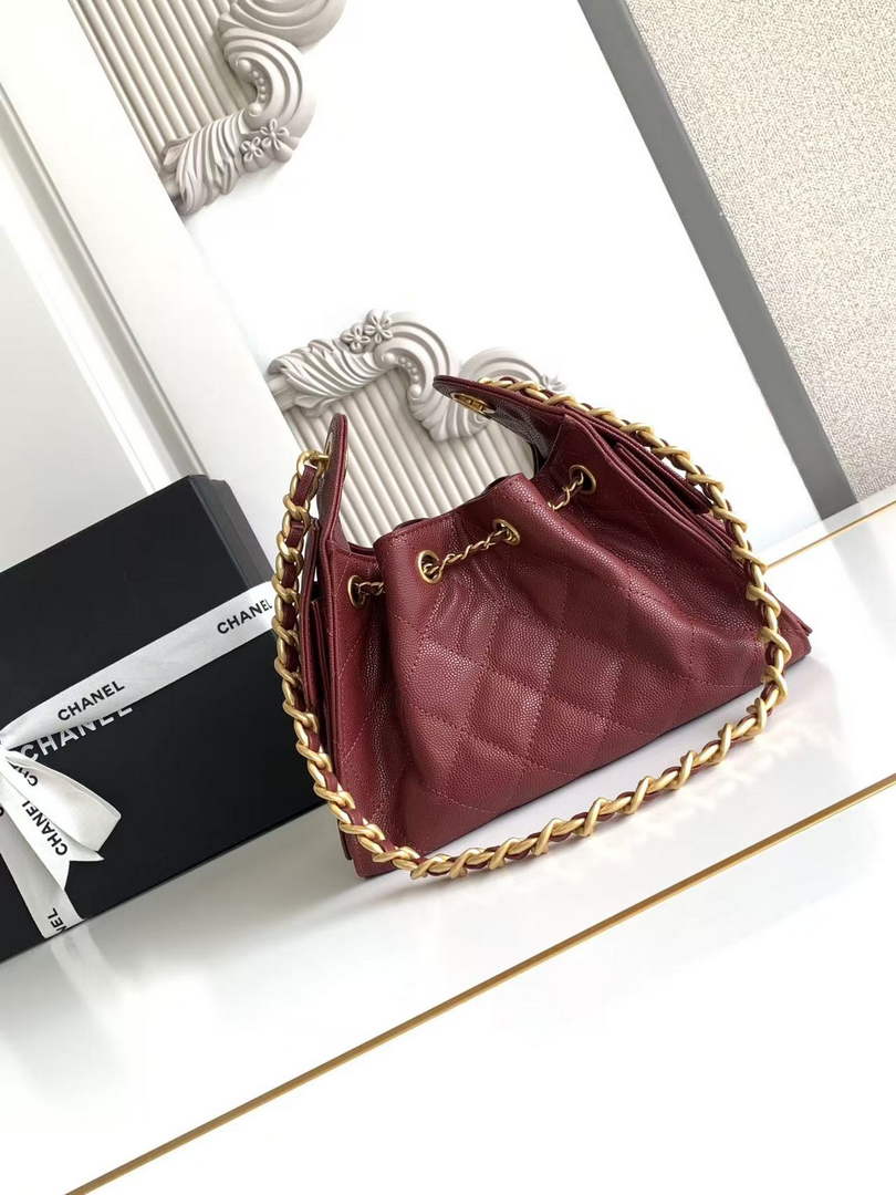 Chanel 25 Mini Handbag AS5631 - Wine Red Grained Calfskin