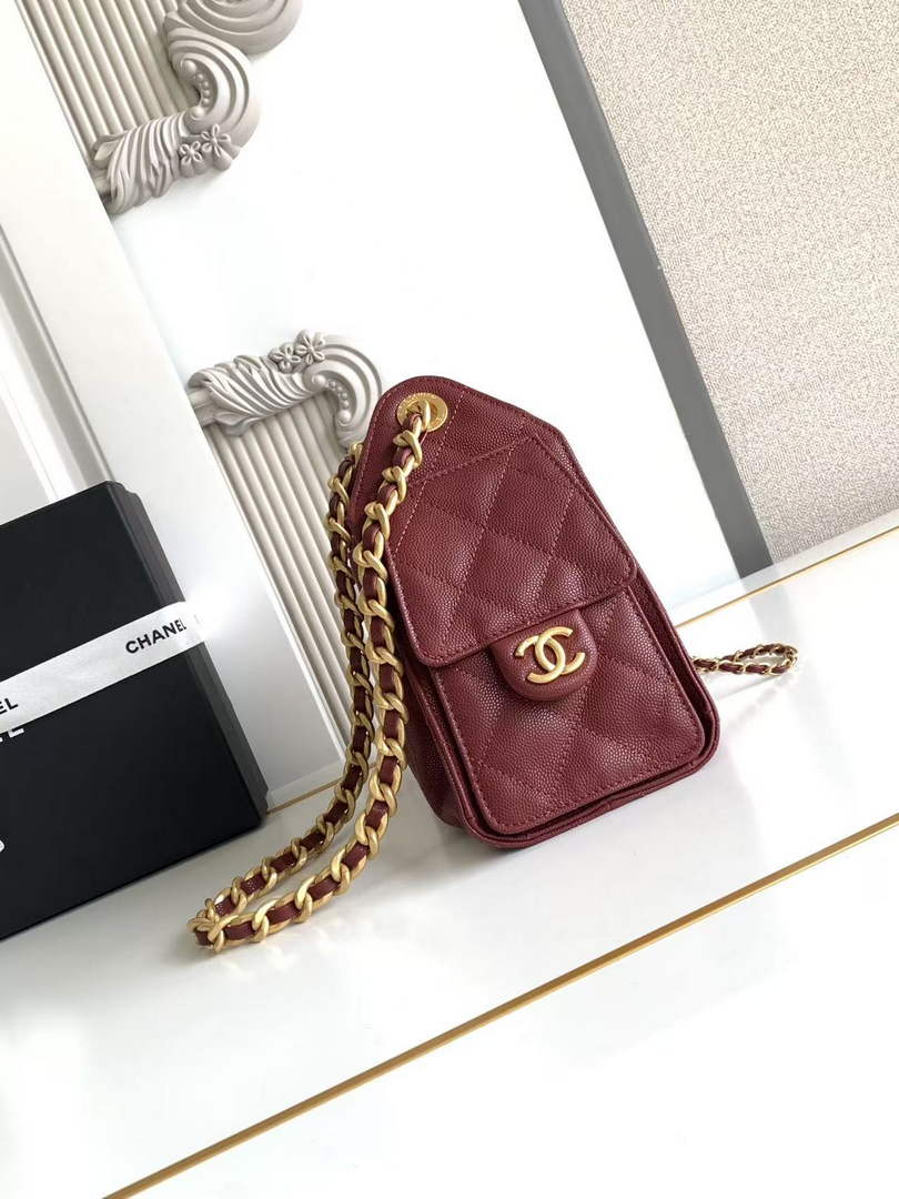 Chanel 25 Mini Handbag AS5631 - Wine Red Grained Calfskin