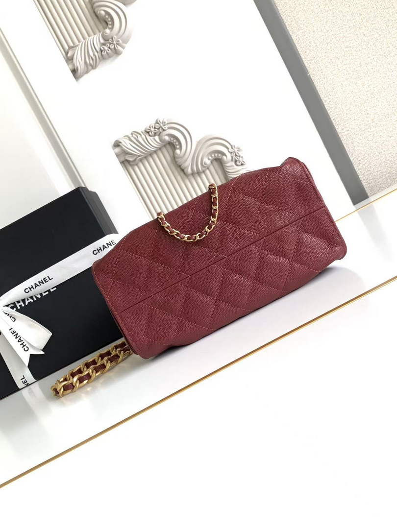 Chanel 25 Mini Handbag AS5631 - Wine Red Grained Calfskin