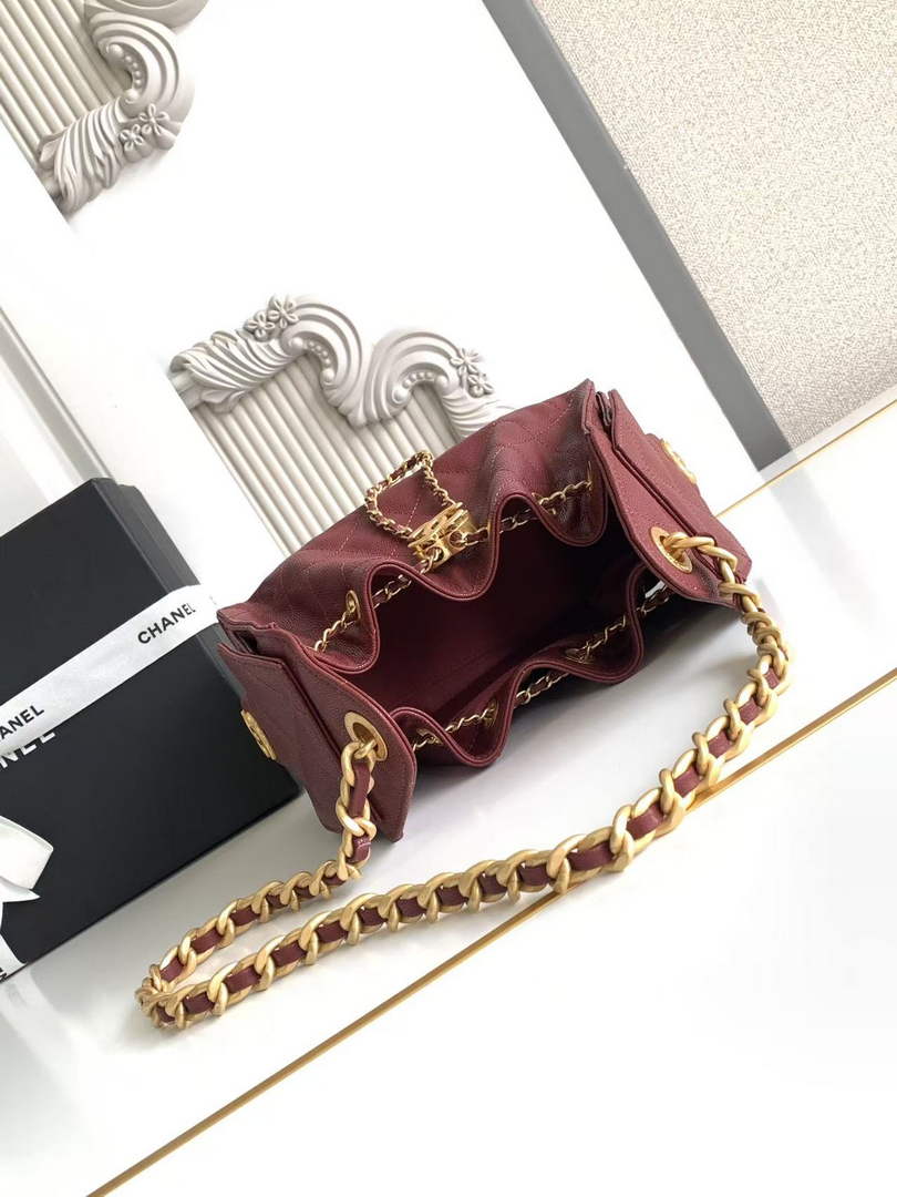 Chanel 25 Mini Handbag AS5631 - Wine Red Grained Calfskin