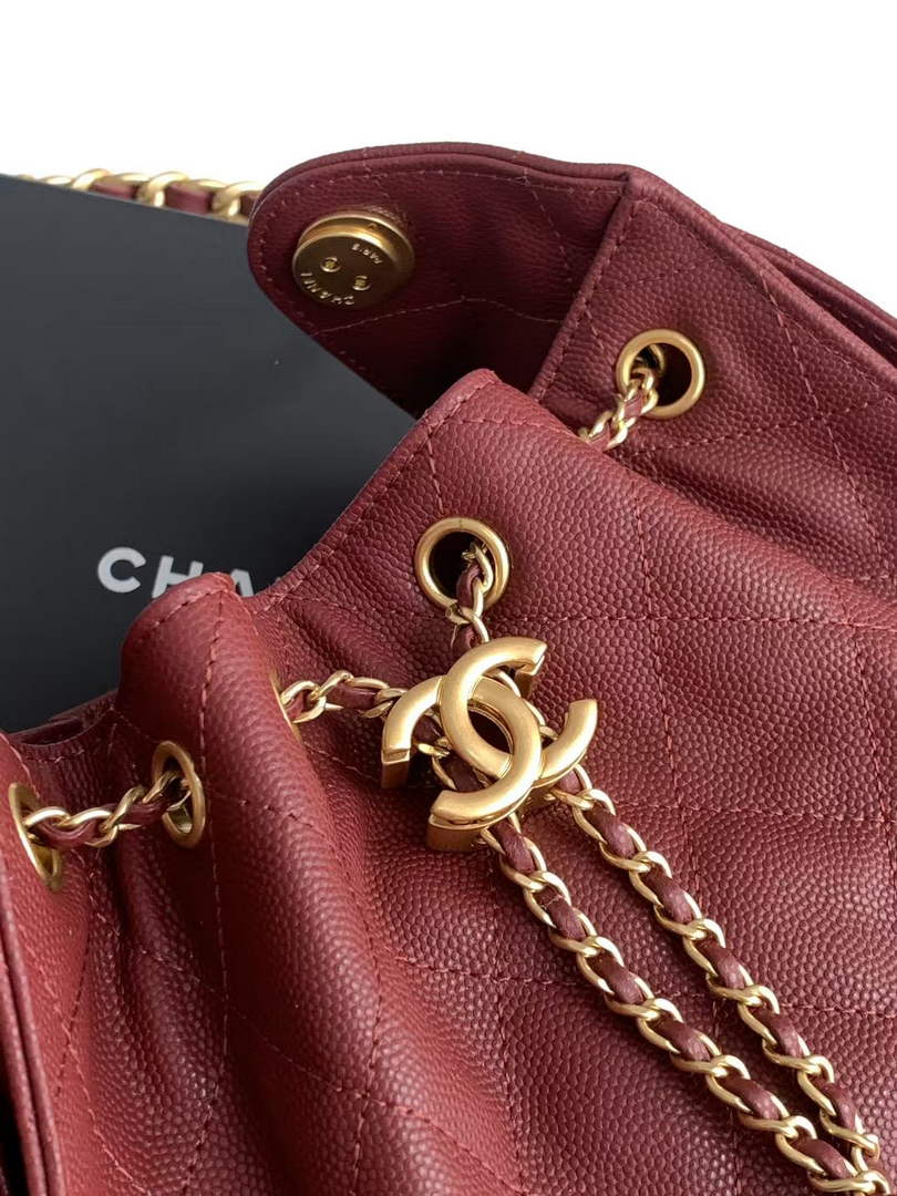 Chanel 25 Mini Handbag AS5631 - Wine Red Grained Calfskin