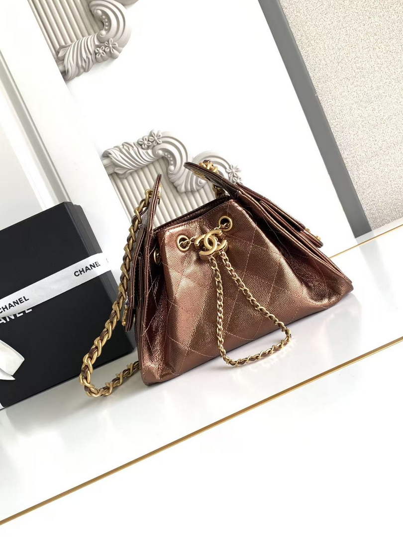 Chanel 25 Mini Handbag AS5631 - Bronze Grained Calfskin