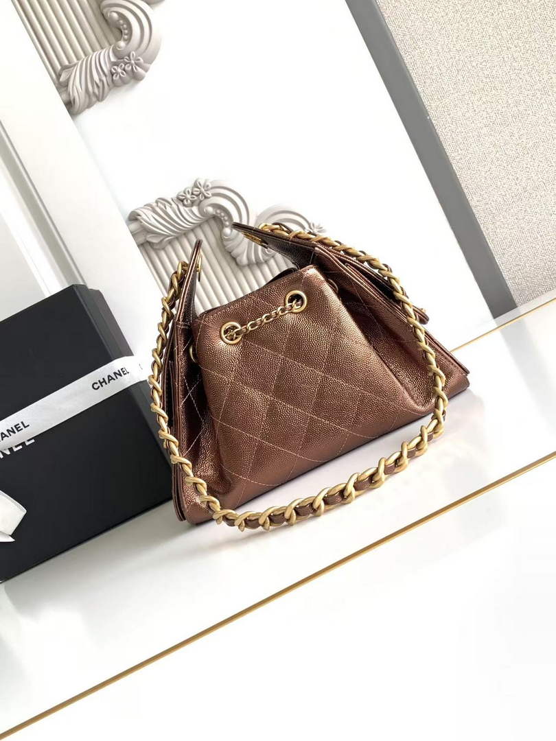 Chanel 25 Mini Handbag AS5631 - Bronze Grained Calfskin