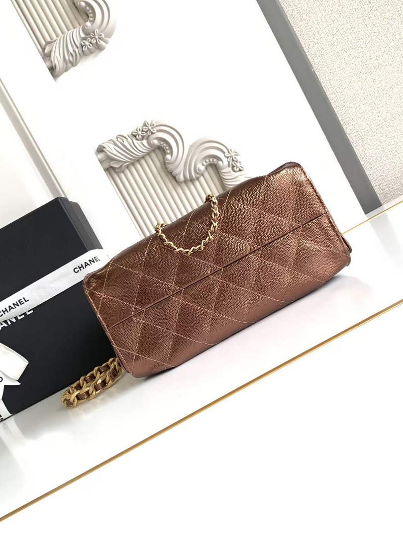 Chanel 25 Mini Handbag AS5631 - Bronze Grained Calfskin