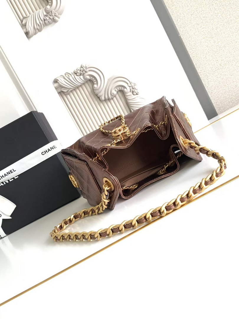 Chanel 25 Mini Handbag AS5631 - Bronze Grained Calfskin