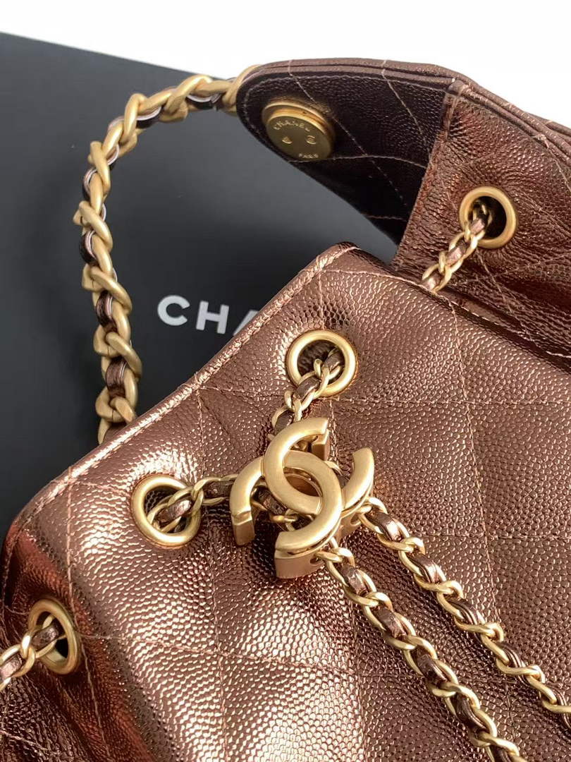 Chanel 25 Mini Handbag AS5631 - Bronze Grained Calfskin