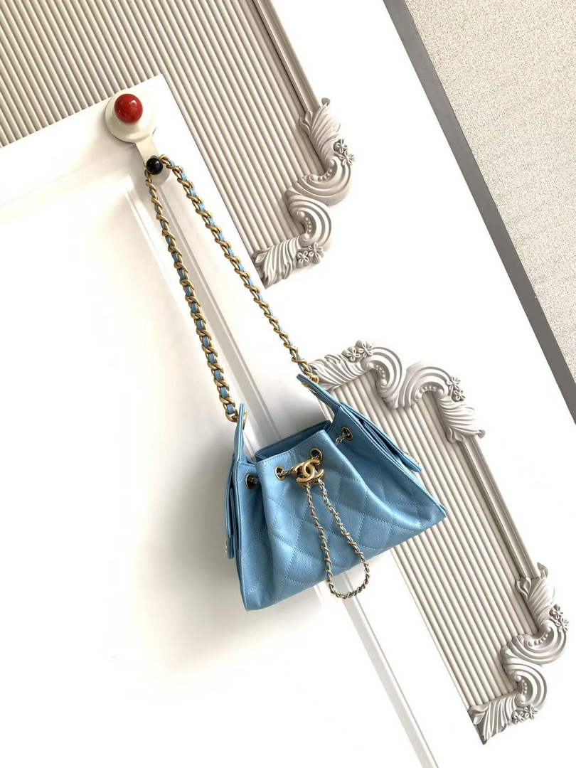 Chanel 25 Mini Handbag AS5631 - Blue Grained Calfskin
