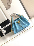 Chanel 25 Mini Handbag AS5631 - Blue Grained Calfskin
