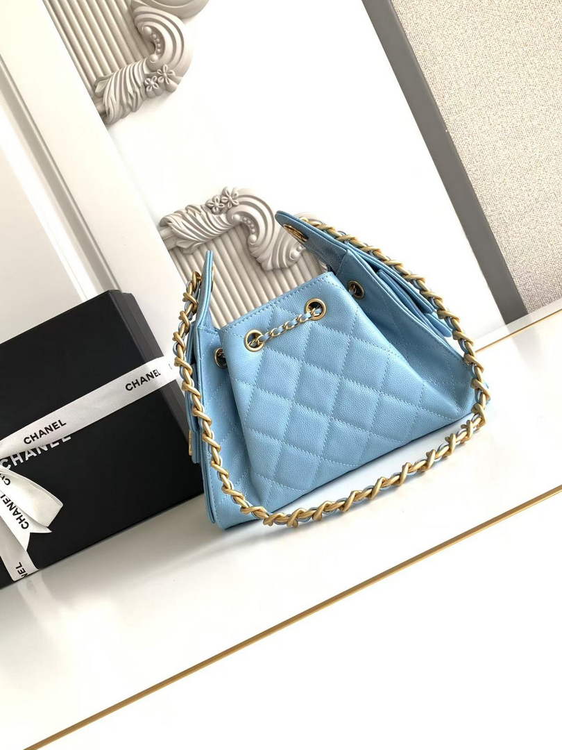 Chanel 25 Mini Handbag AS5631 - Blue Grained Calfskin