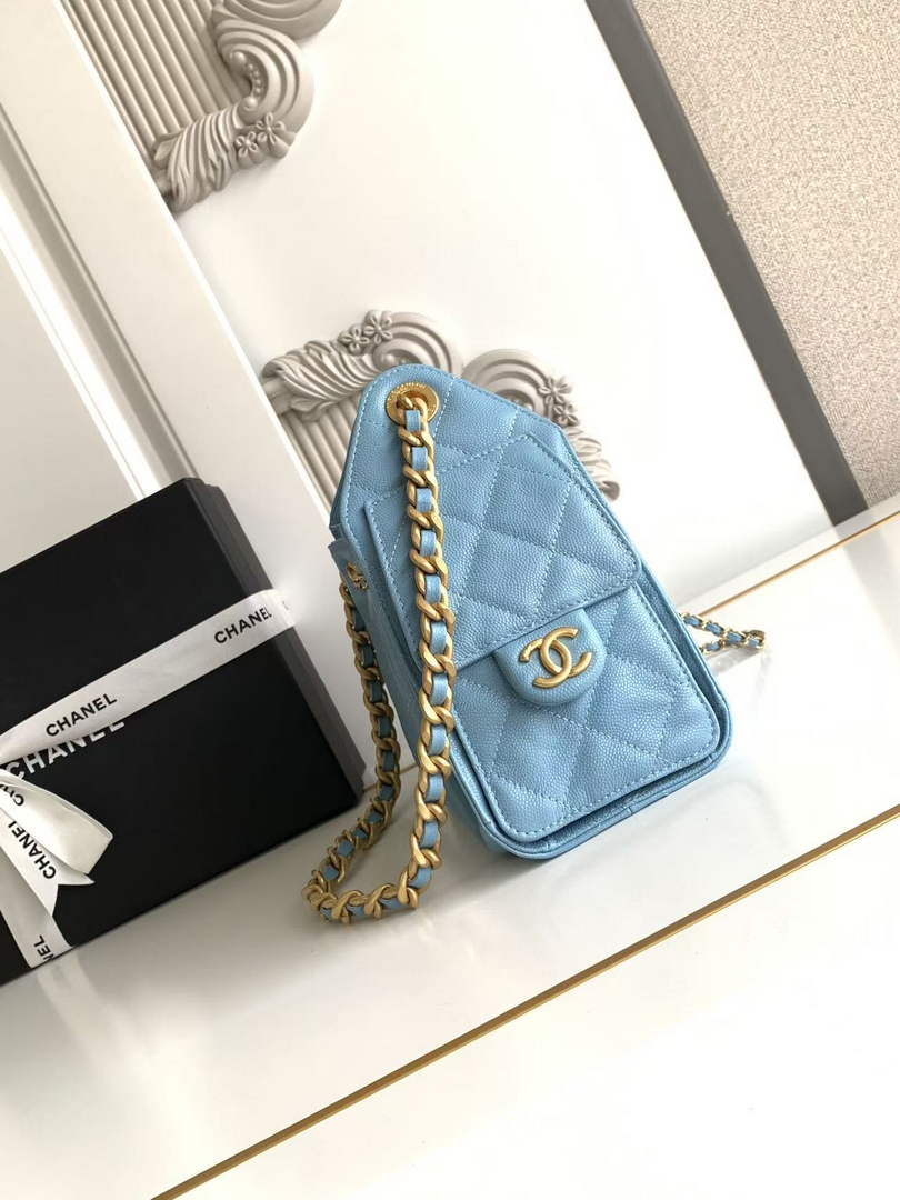 Chanel 25 Mini Handbag AS5631 - Blue Grained Calfskin