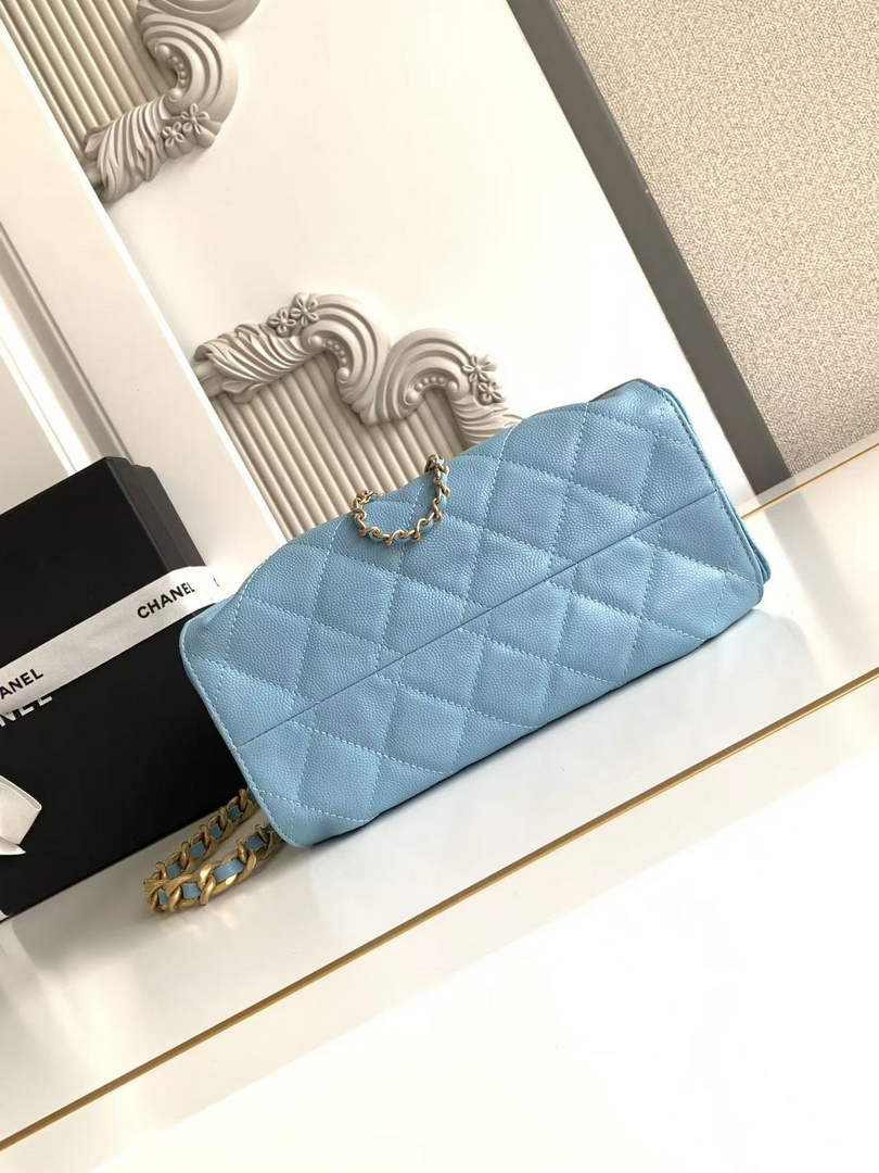 Chanel 25 Mini Handbag AS5631 - Blue Grained Calfskin