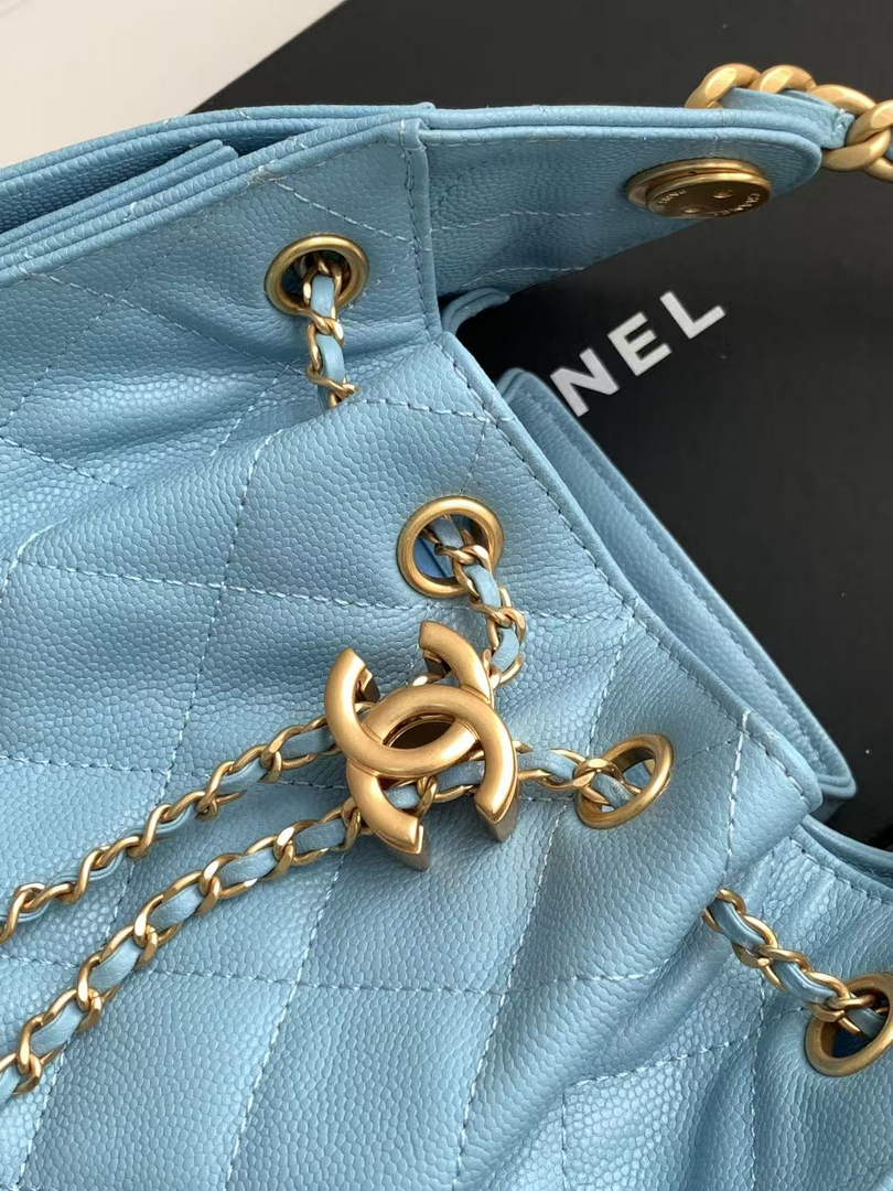 Chanel 25 Mini Handbag AS5631 - Blue Grained Calfskin