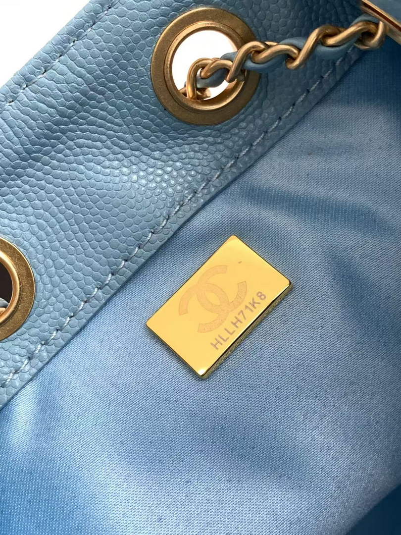 Chanel 25 Mini Handbag AS5631 - Blue Grained Calfskin