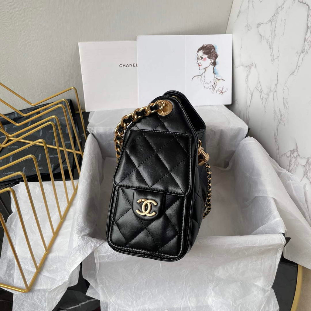 Chanel 25 Mini Handbag AS5631 - Black Calfskin Leather