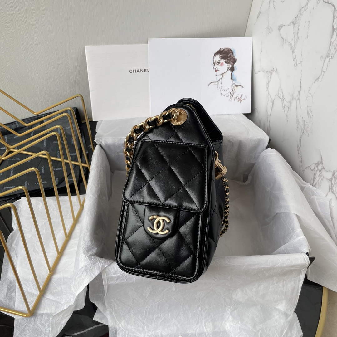 Chanel 25 Mini Handbag AS5631 - Black Calfskin Leather
