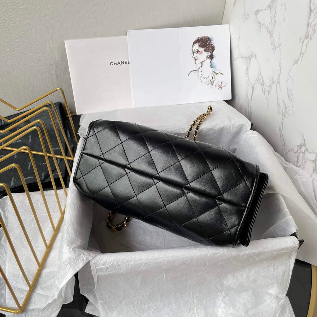 Chanel 25 Mini Handbag AS5631 - Black Calfskin Leather
