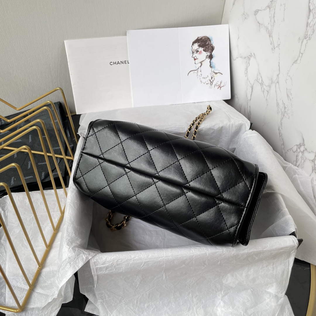 Chanel 25 Mini Handbag AS5631 - Black Calfskin Leather