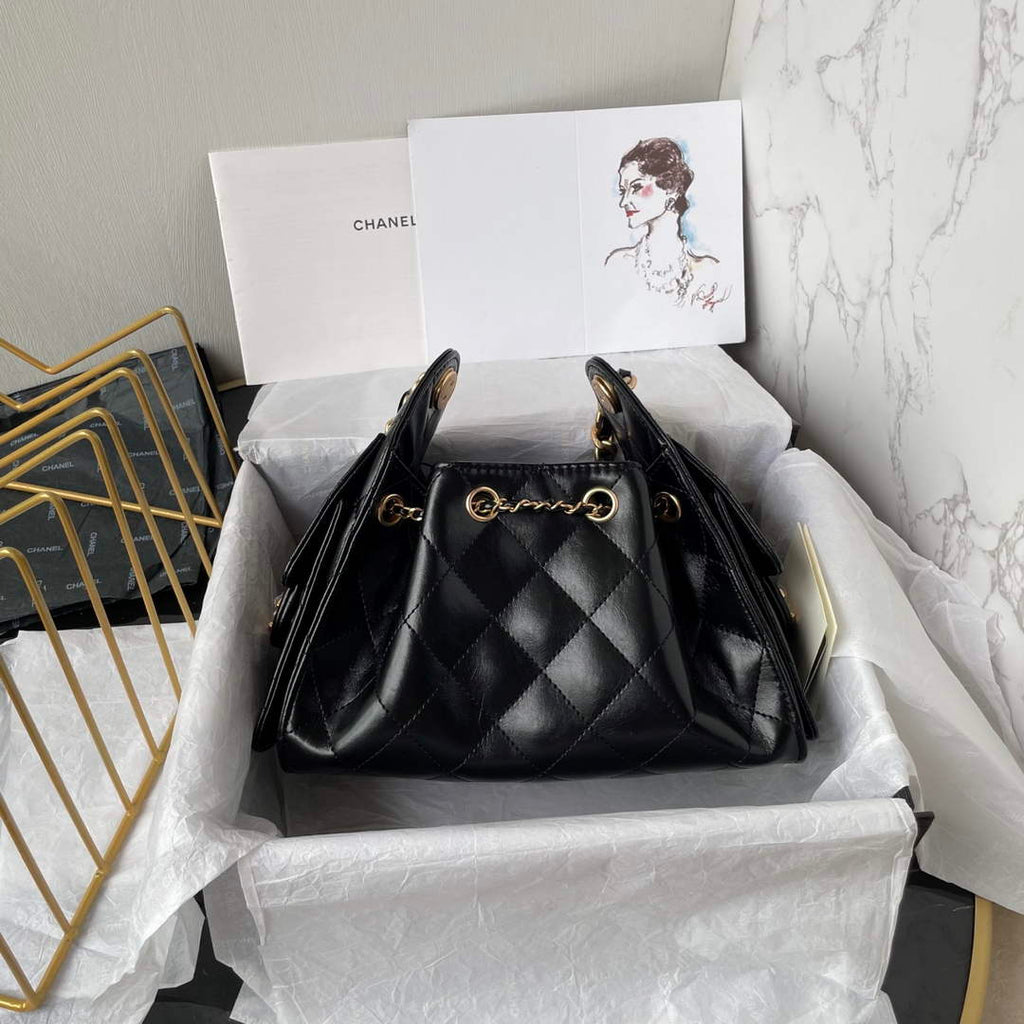 Chanel 25 Mini Handbag AS5631 - Black Calfskin Leather