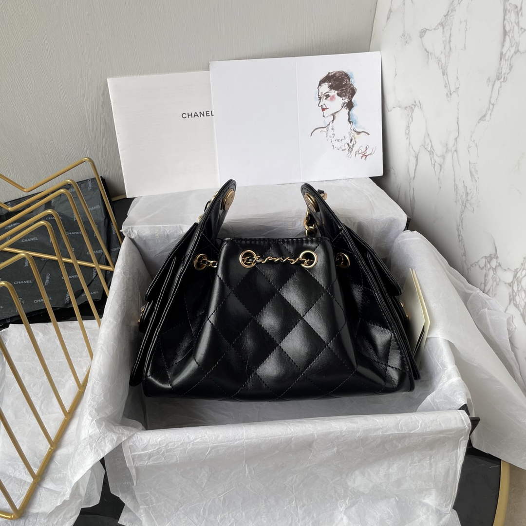 Chanel 25 Mini Handbag AS5631 - Black Calfskin Leather