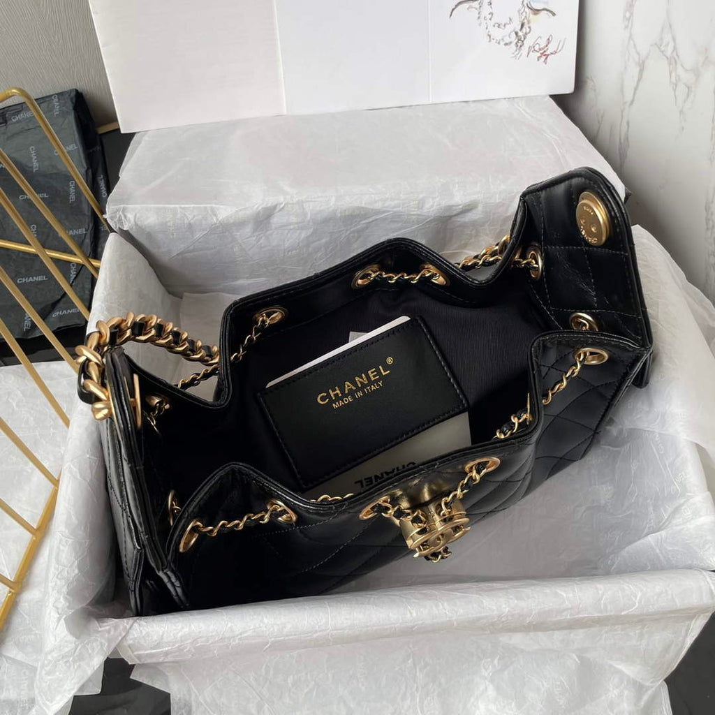 Chanel 25 Mini Handbag AS5631 - Black Calfskin Leather