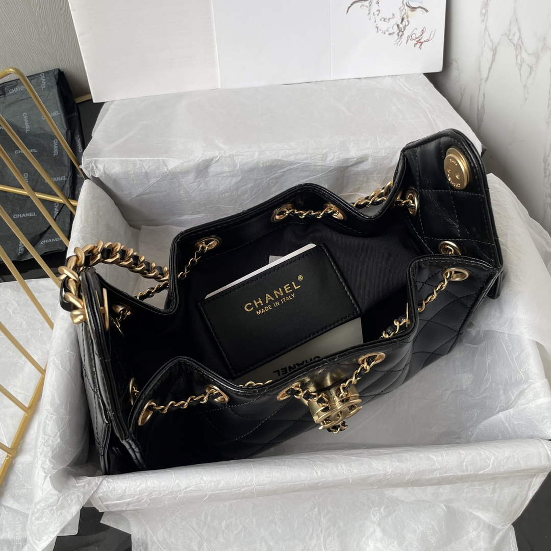 Chanel 25 Mini Handbag AS5631 - Black Calfskin Leather