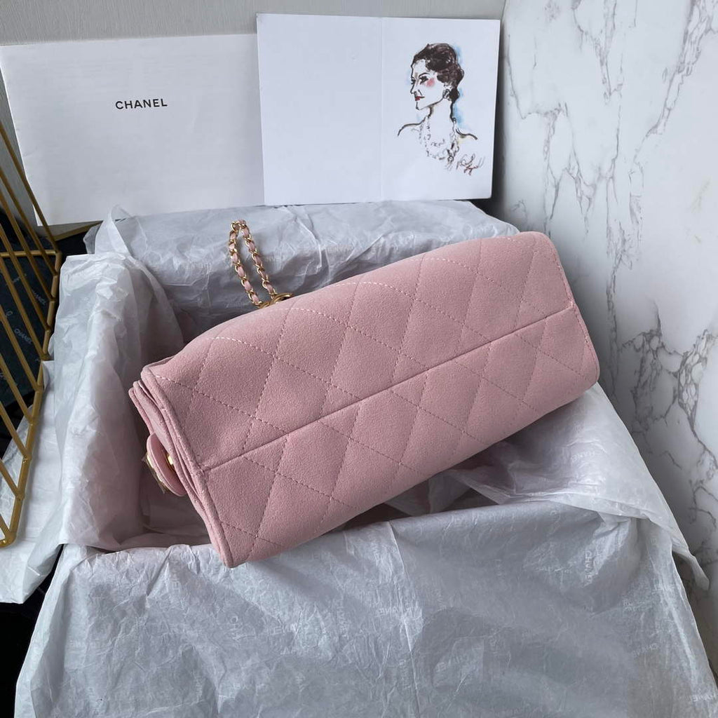 Chanel 25 Mini Handbag AS5631 - Pink Suede Calfskin