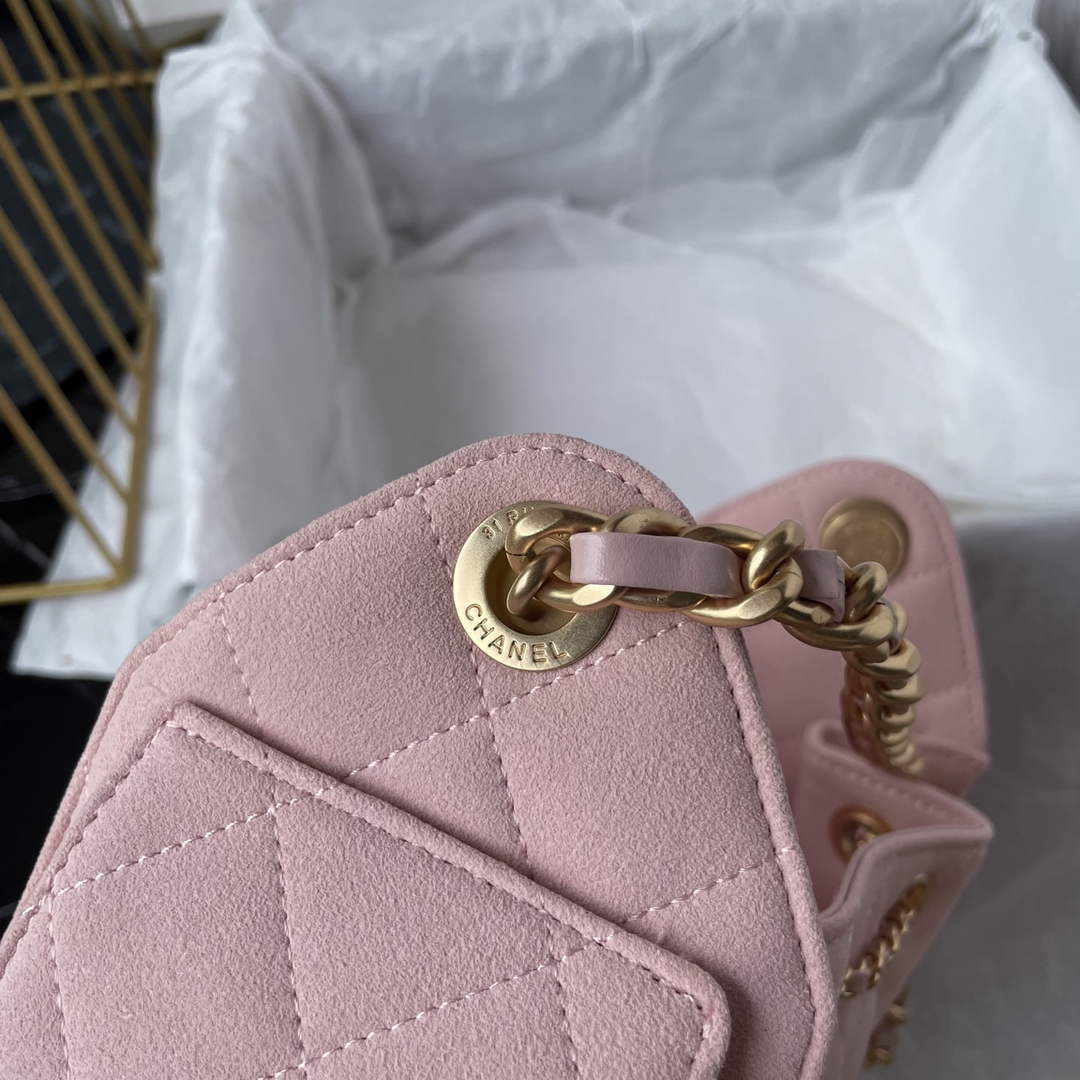 Chanel 25 Mini Handbag AS5631 - Pink Suede Calfskin