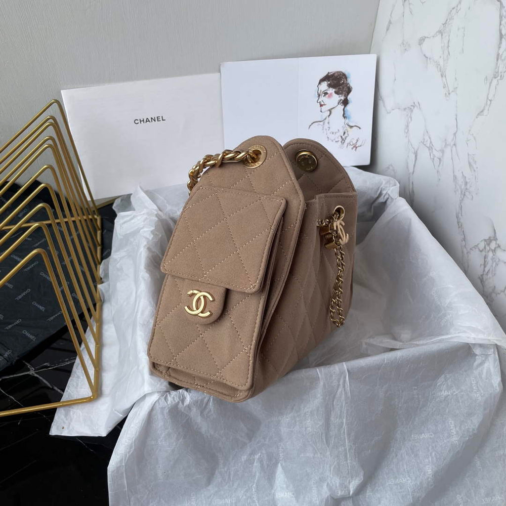 Chanel 25 Mini Handbag AS5631 - Light Pink Suede Calfskin
