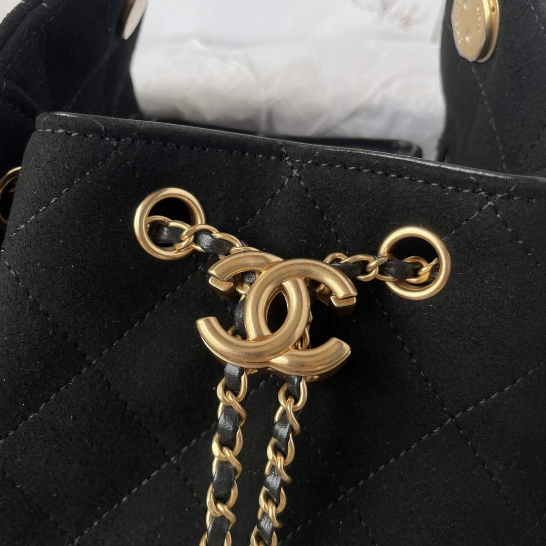 Chanel 25 Mini Handbag AS5631 - Black Suede Calfskin