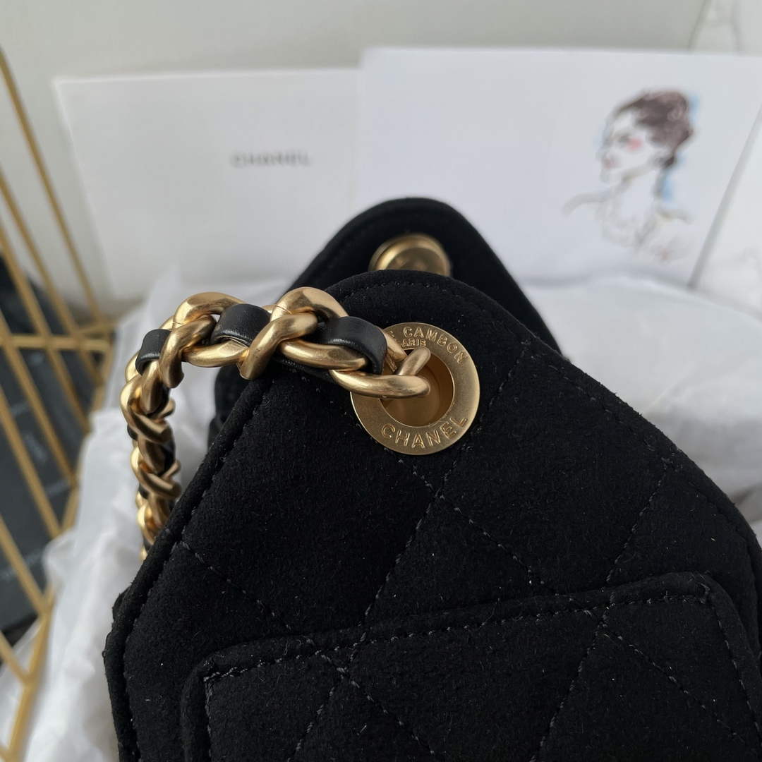 Chanel 25 Mini Handbag AS5631 - Black Suede Calfskin