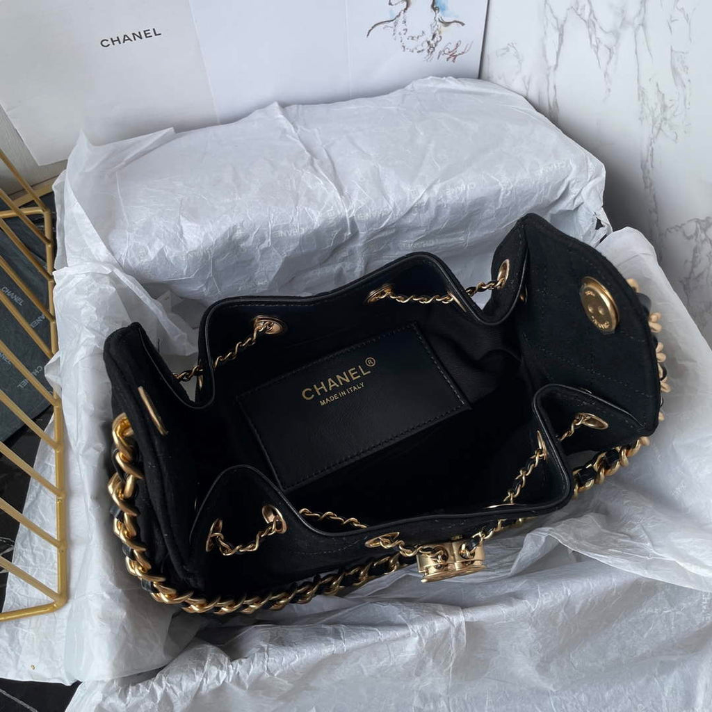 Chanel 25 Mini Handbag AS5631 - Black Suede Calfskin