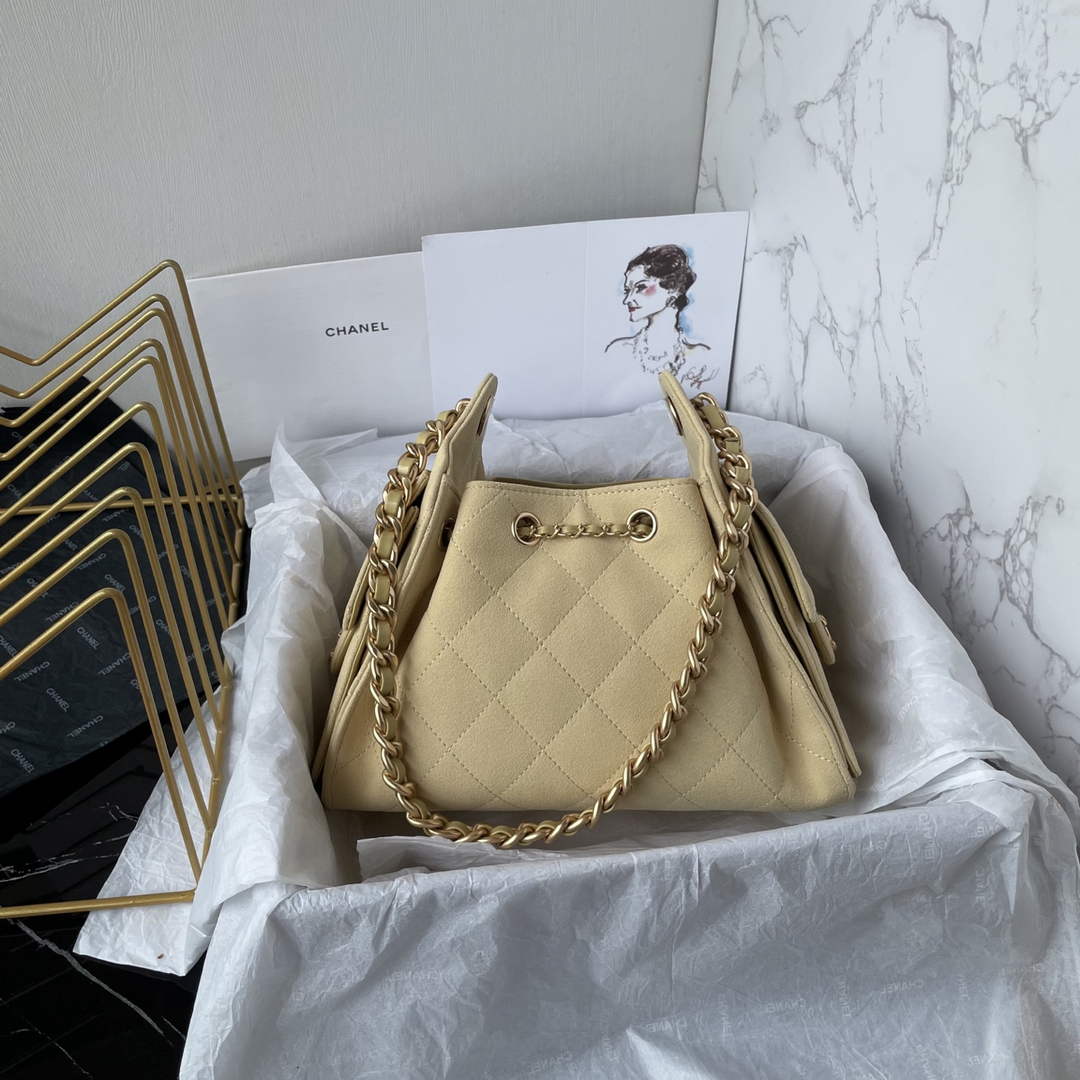 Chanel 25 Mini Handbag AS5631 - Beige Suede Calfskin